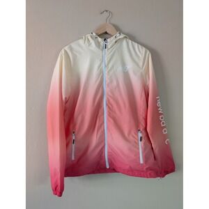 New Balance Pink Ombre Hooded Windbreaker Jacket L Gorpcore Workout Flawed